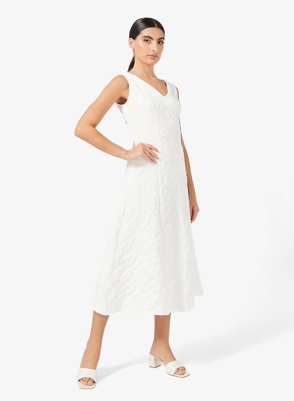 Textured A-Line Midi Dress - Image 1
