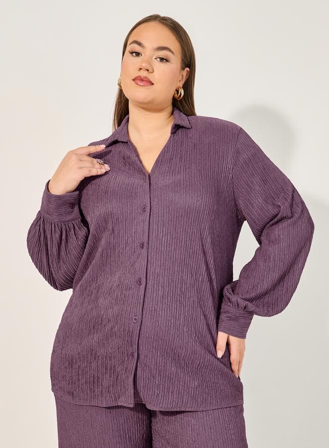 Solid Oversize Long Sleeve Shirt - Image 1