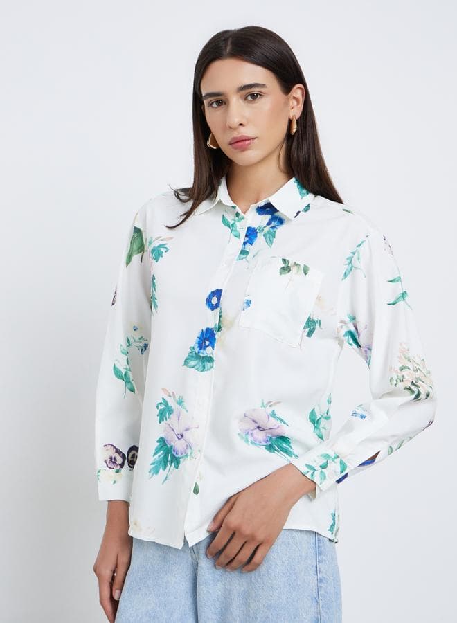 Floral Print Long Sleeve Shirt for Women - Image 1