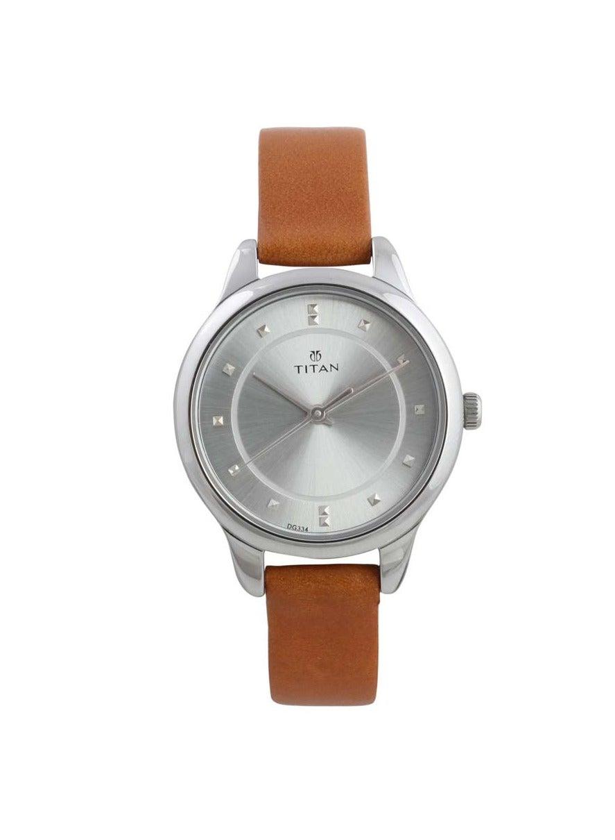 Titan Workwear Silver Dial Women’s Leather Strap Watch - Image 1