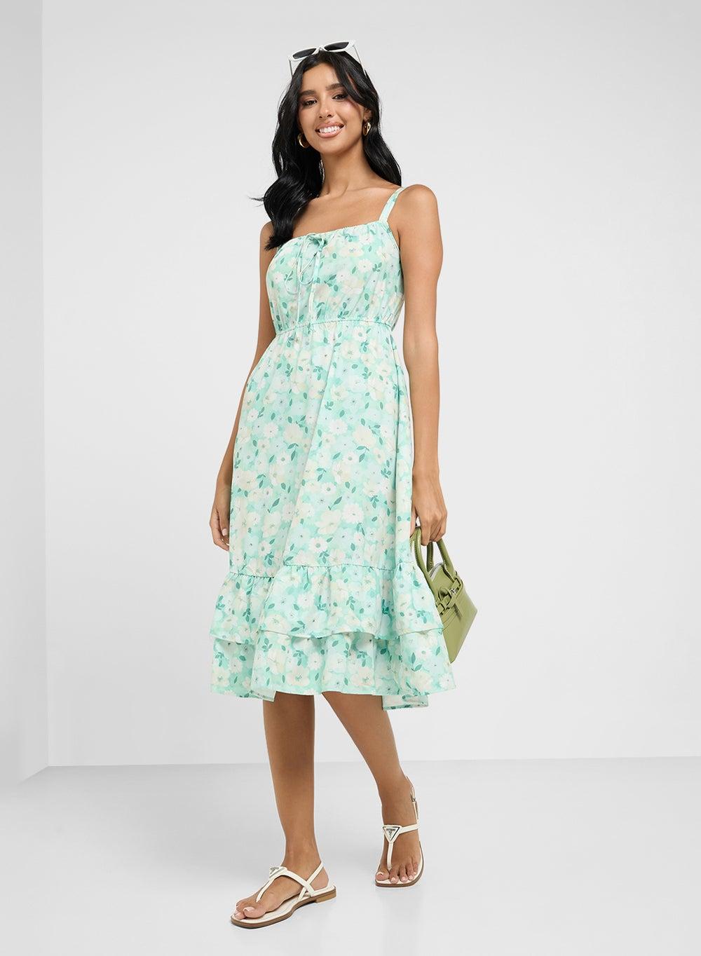 Floral Tiered Midi Dress - Image 1