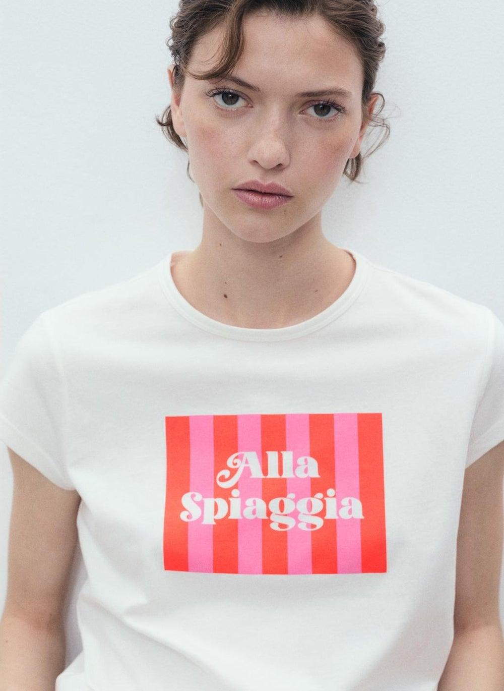 Cotton Short-Sleeved T-Shirt with Print - Image 1