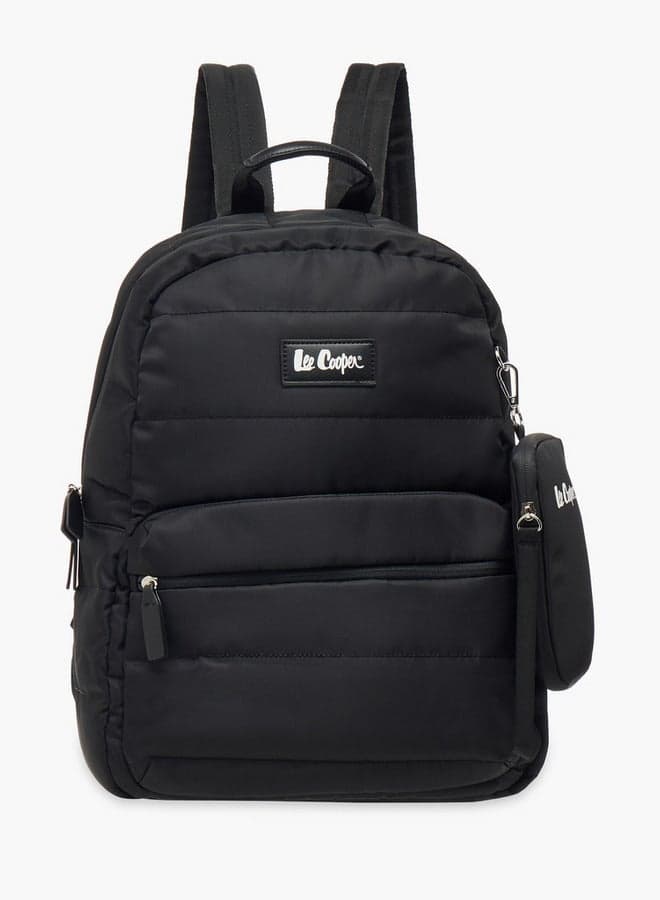 Solid School Backpack with Pouch and Laptop Sleeve - Image 1