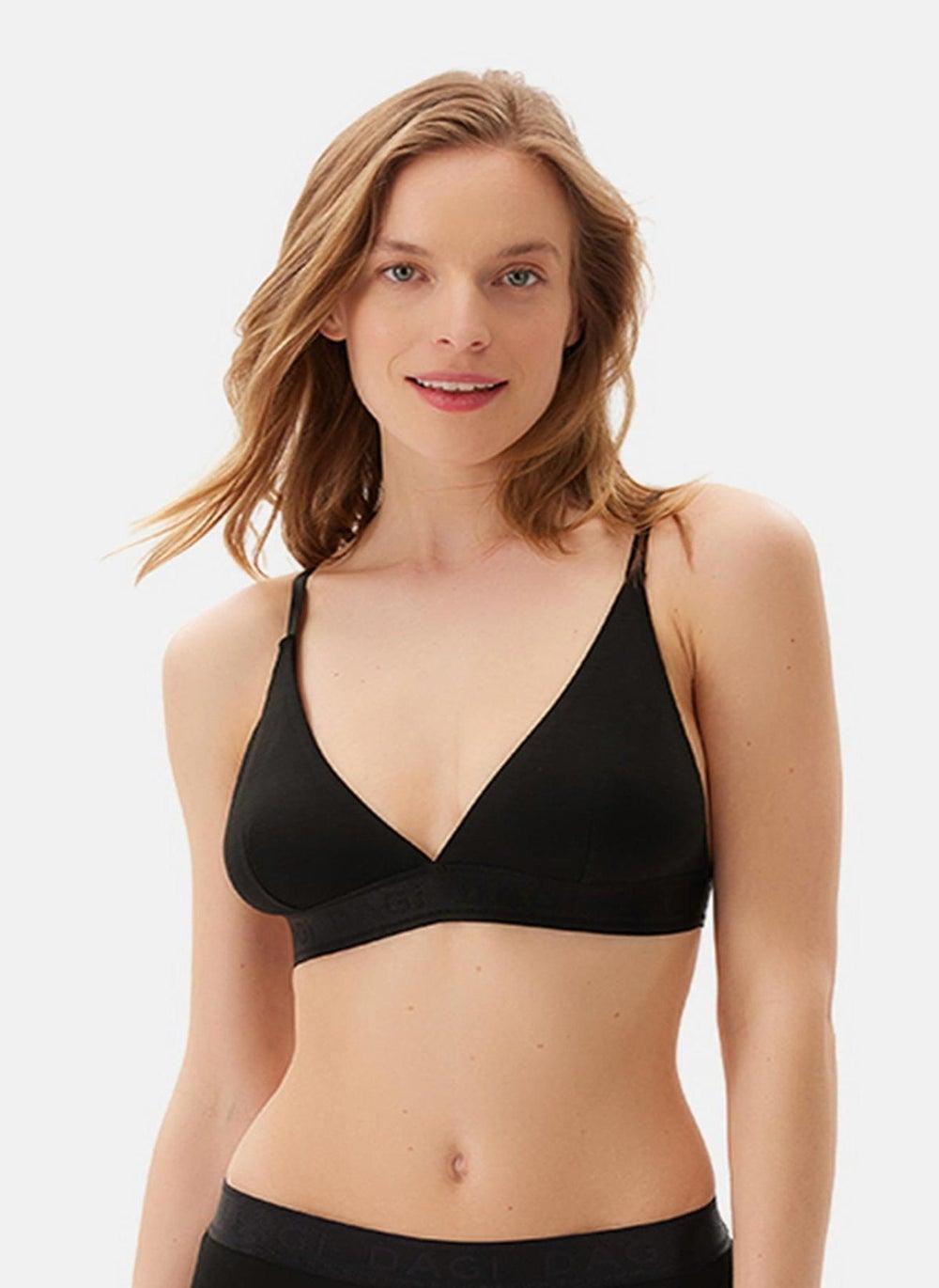 Black Modal Bralette with Thin Fixed Straps - Image 1