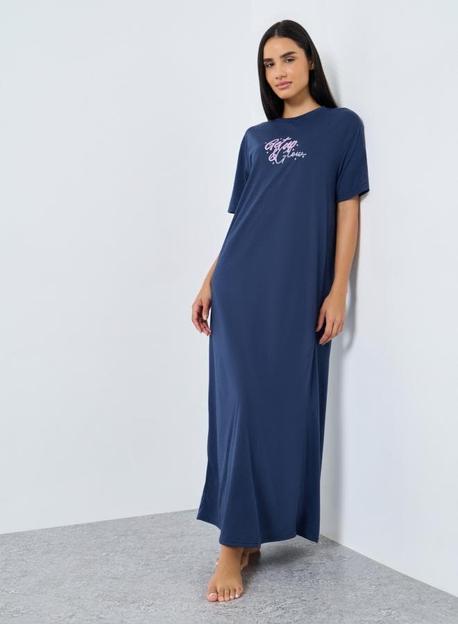 Styli Get Up and Glow Print Sleep T-Shirt Dress - Image 1