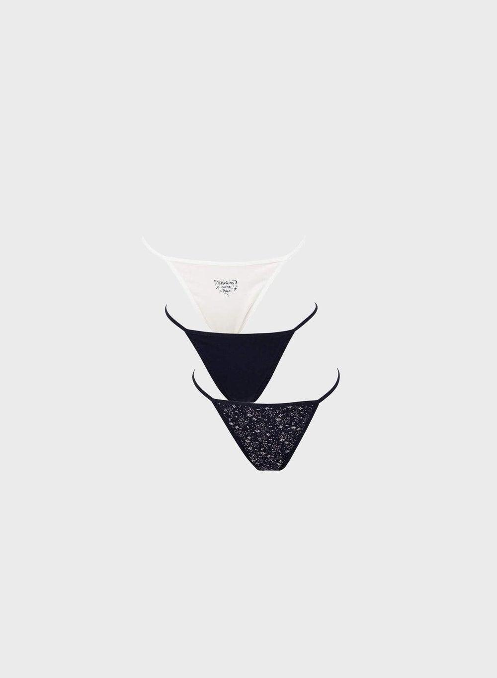3 Piece String Panties Set in Stretch Cotton Blend - Image 1