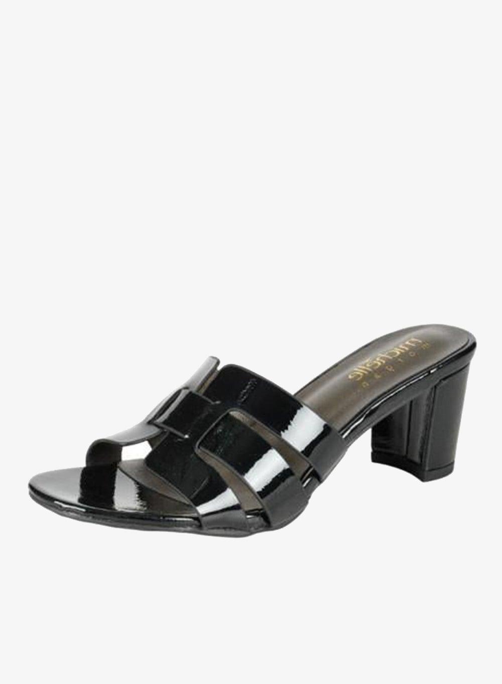092-3038 Michelle Morgan Black Block Heel Sandals - Image 1