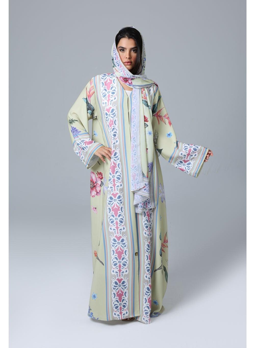 Colorful Elegant Prints Abaya for Everyday Wear - Image 1