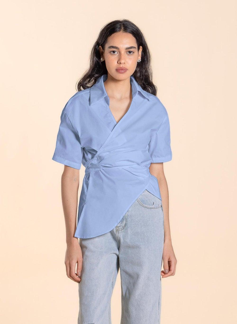 Wrapped Asymmetrical Shirt for Modern Women - Image 1