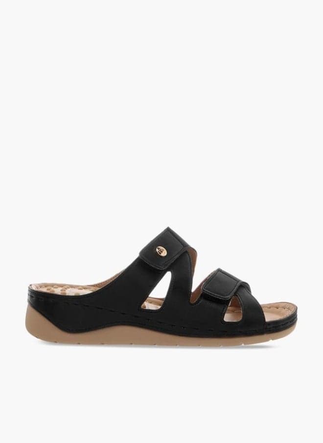 Women’s Solid Slip-On Strappy Flat Sandals - Image 1