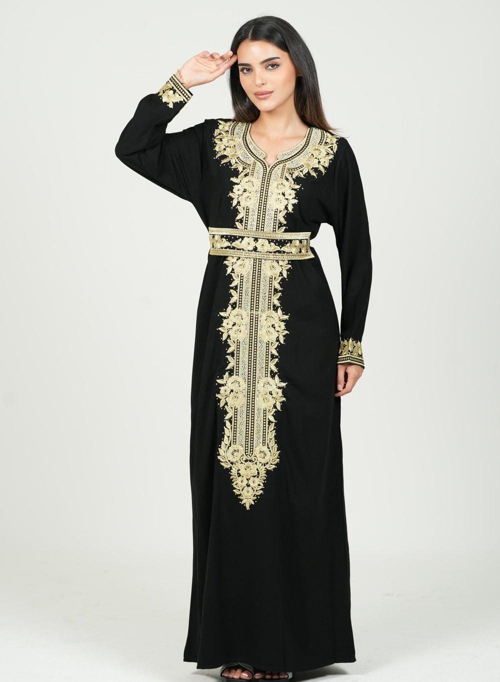 Black Jalabia Kaftan Dress - Image 1