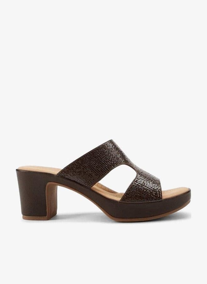 Textured Slip-On Sandals with Stable Block Heels - Image 1