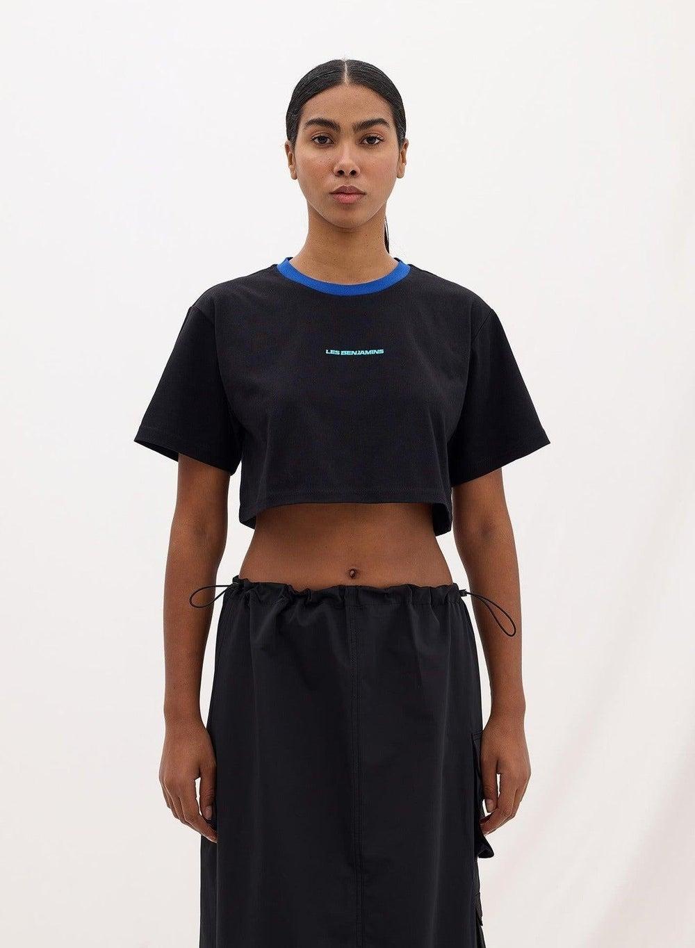 CROP TEE 003 Black Cotton Crop Top - Image 1