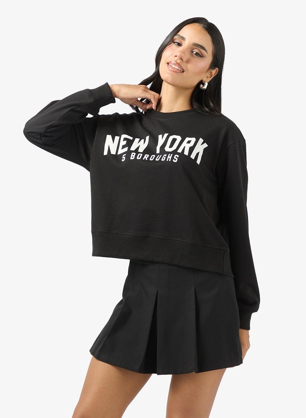 Oversize Crew Neck Varsity Sweatshirt - Image 1