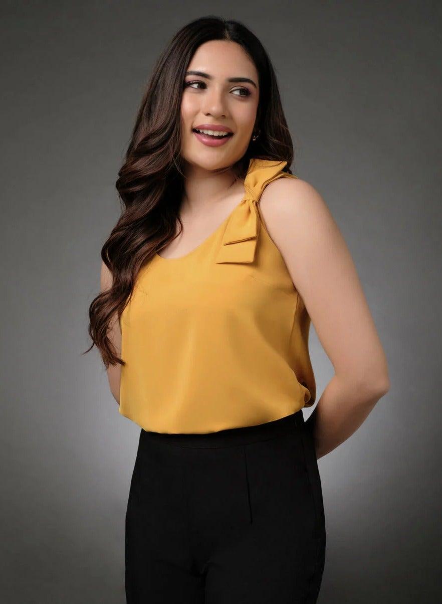 Yellow Side Bow Tank Top - Image 1