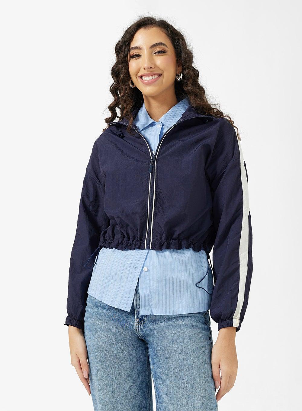 Contrast Trim Zip Thru Athletic Jacket - Image 1