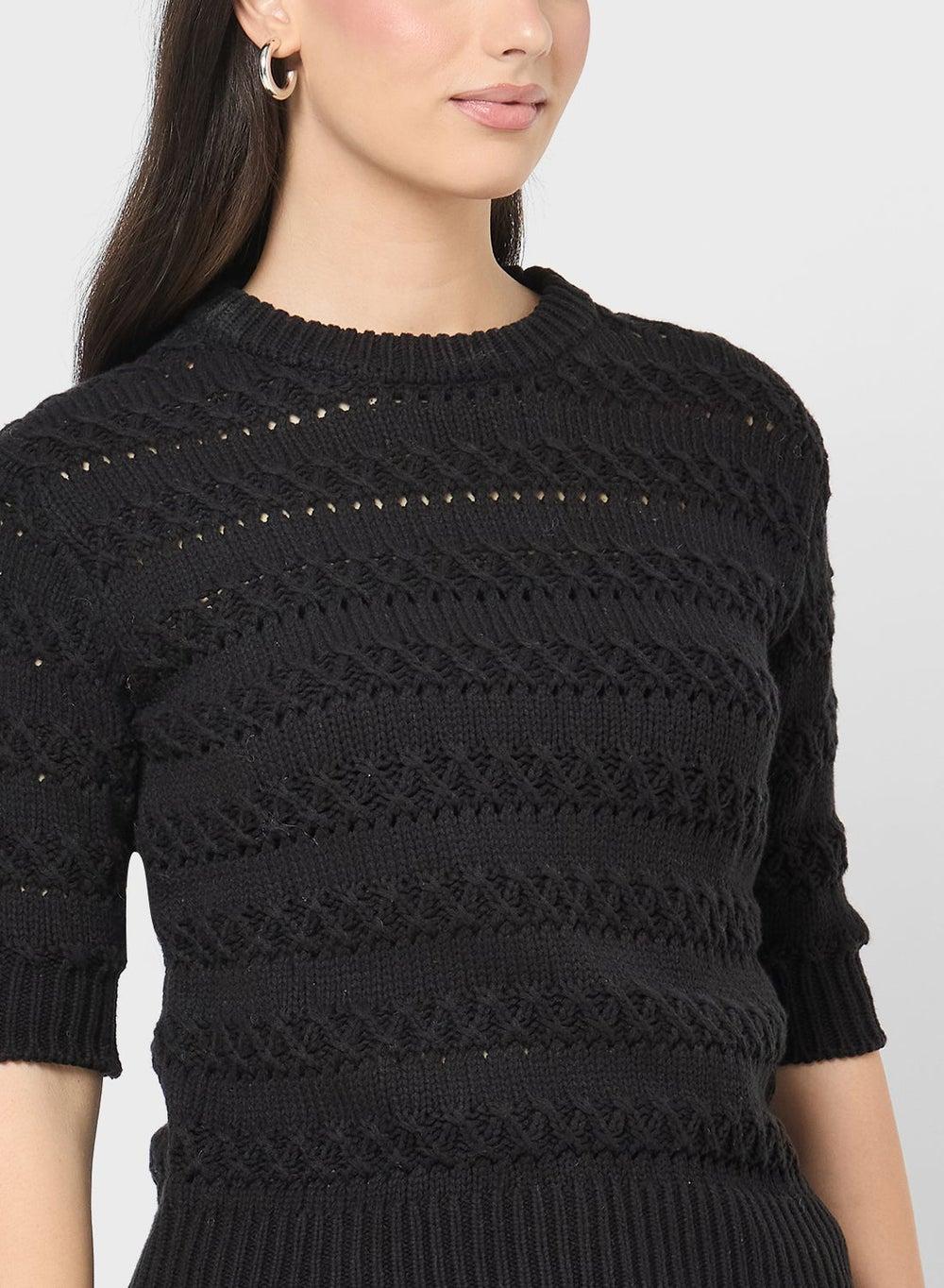 Slim Fit Textured Knitted Sweater - Image 1