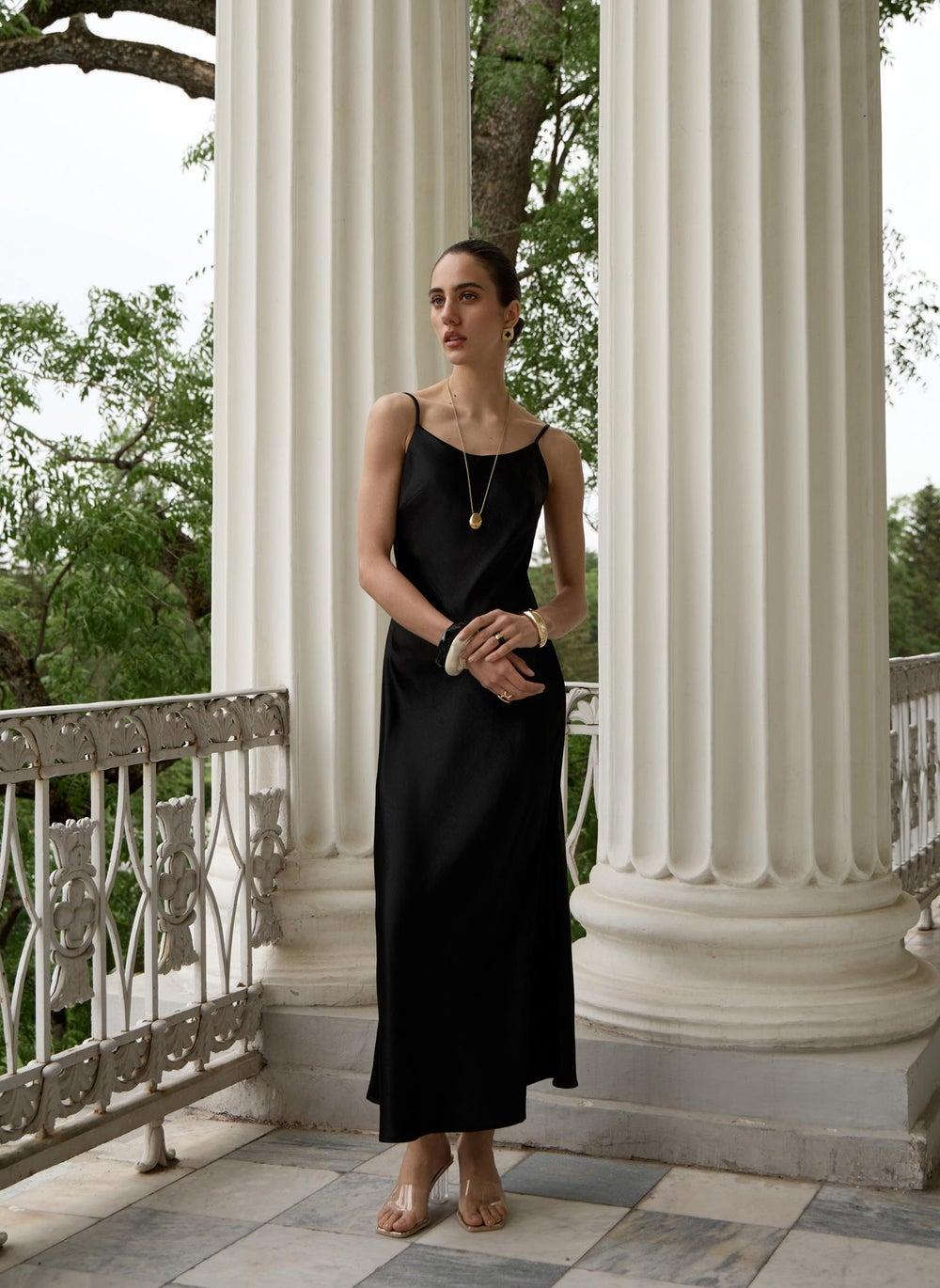 Crinkled-Effect Satin Maxi Slip Dress - Image 1