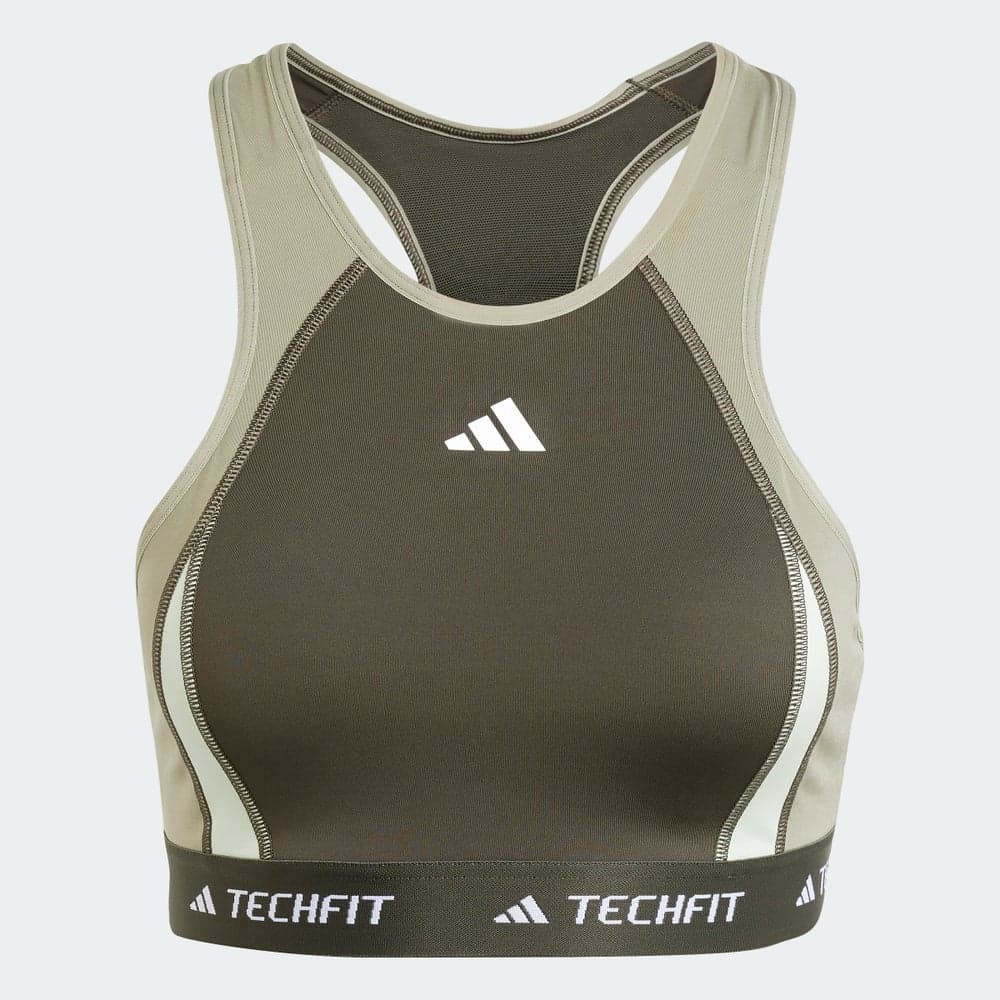 TECHFIT Medium-Support High-Neck Colorblock Bra - Image 1