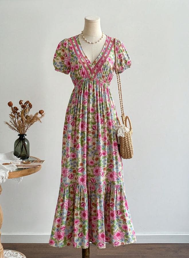 Floral A-Line Maxi Dress - Image 1