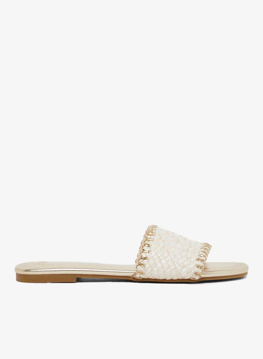 Woven Design Open Toe Flat Sandals - Image 1