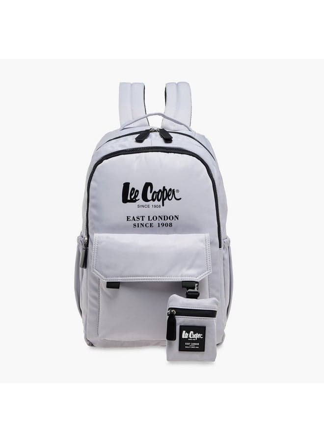 Women Logo Print Backpack with Zip Closure, Attached Pouch - Image 1
