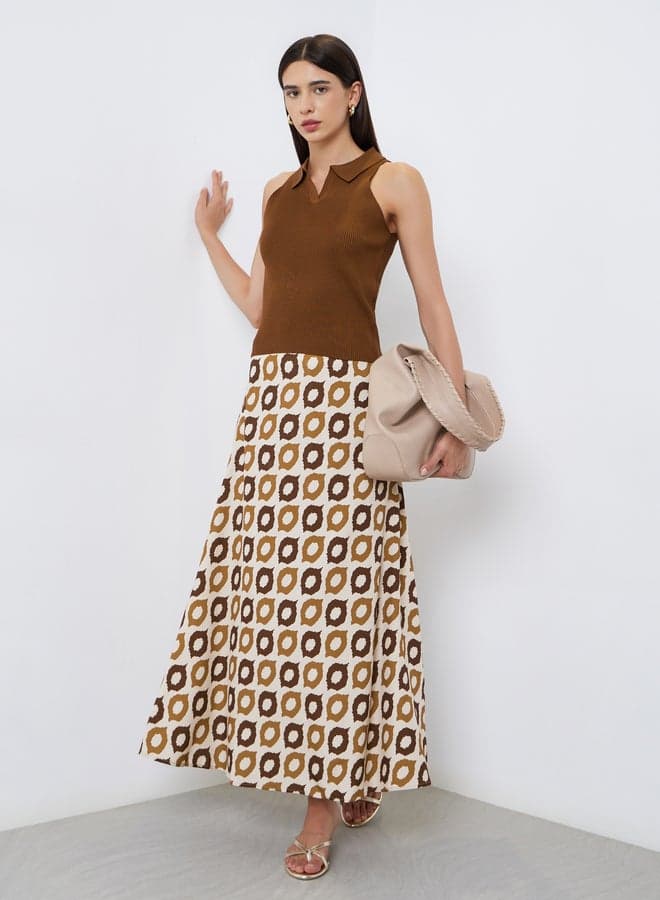 All-Over Print A-Line Maxi Skirt - Image 1