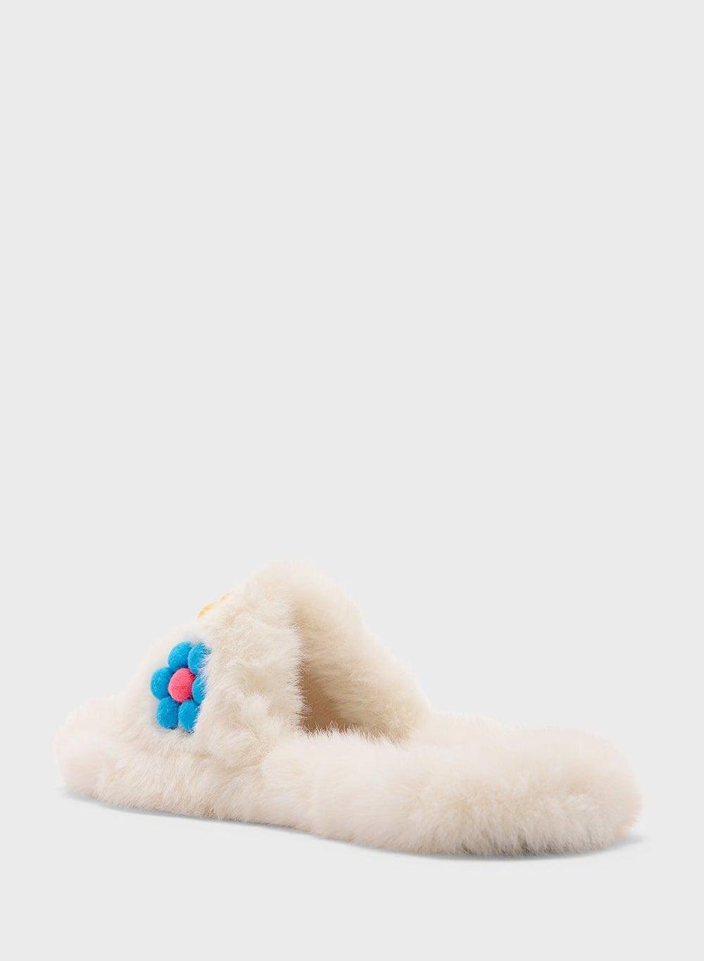 Floral Trim Fluffy Bedroom Slippers - Image 1