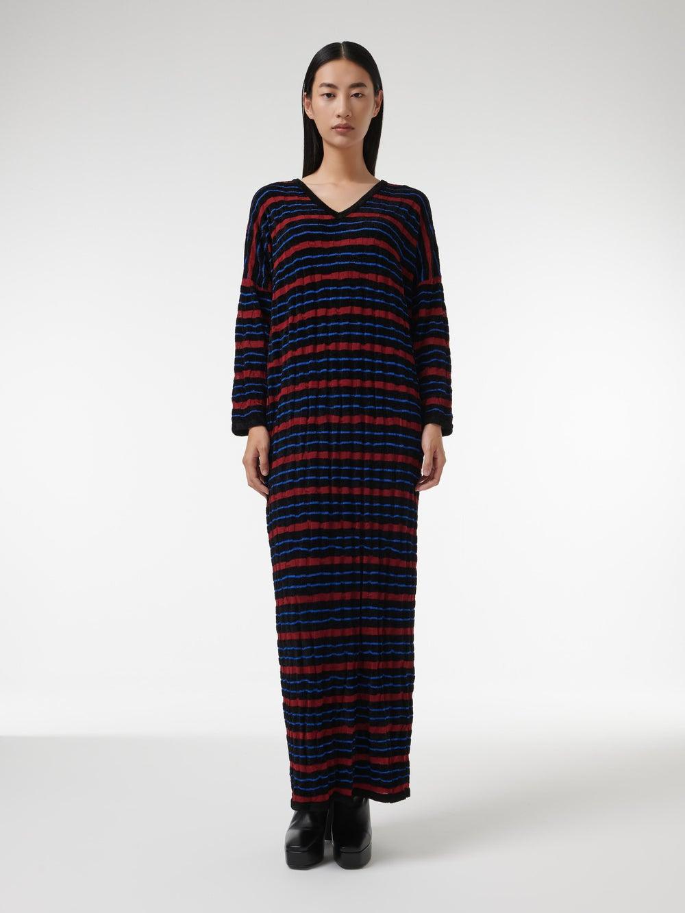 Striped Detail Knit Kaftan with Inner Slip - Image 1