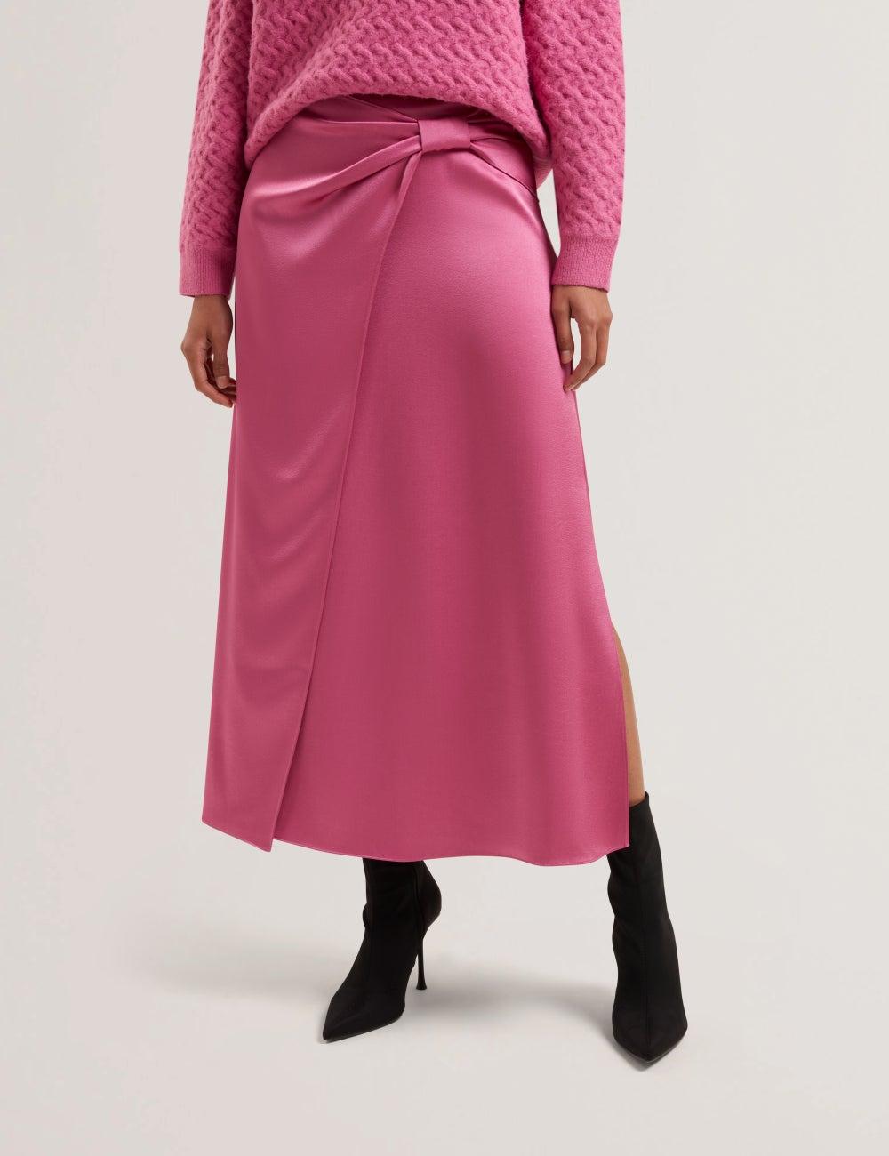 Knot Detail High Waist Midi Skirt - Image 1