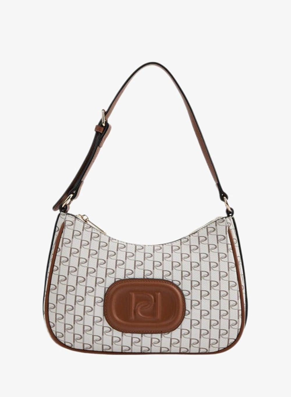 Monogram Print Shoulder Bag with Zip Closure - Image 1
