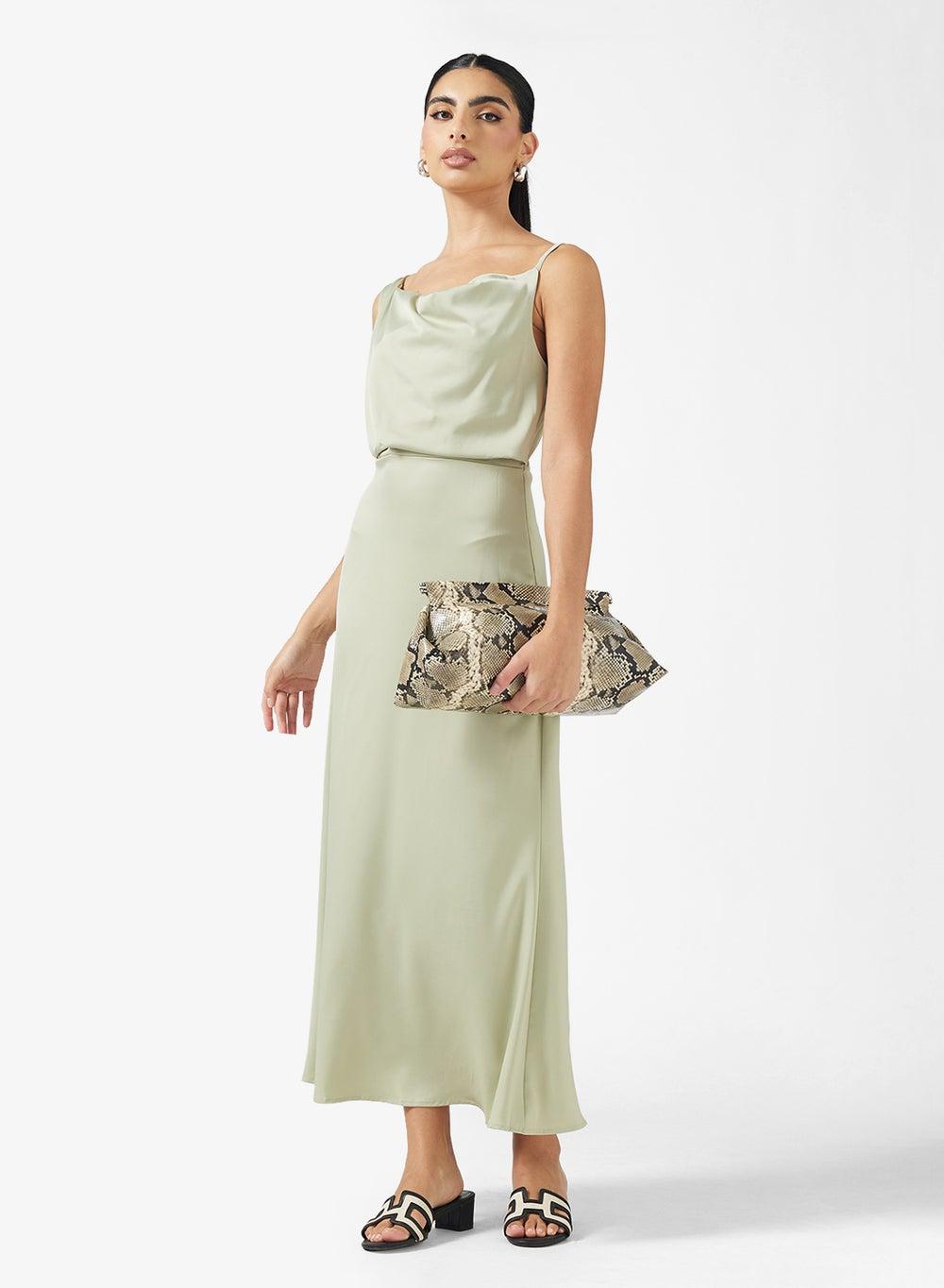Draped Slip Midi Dress - Image 1