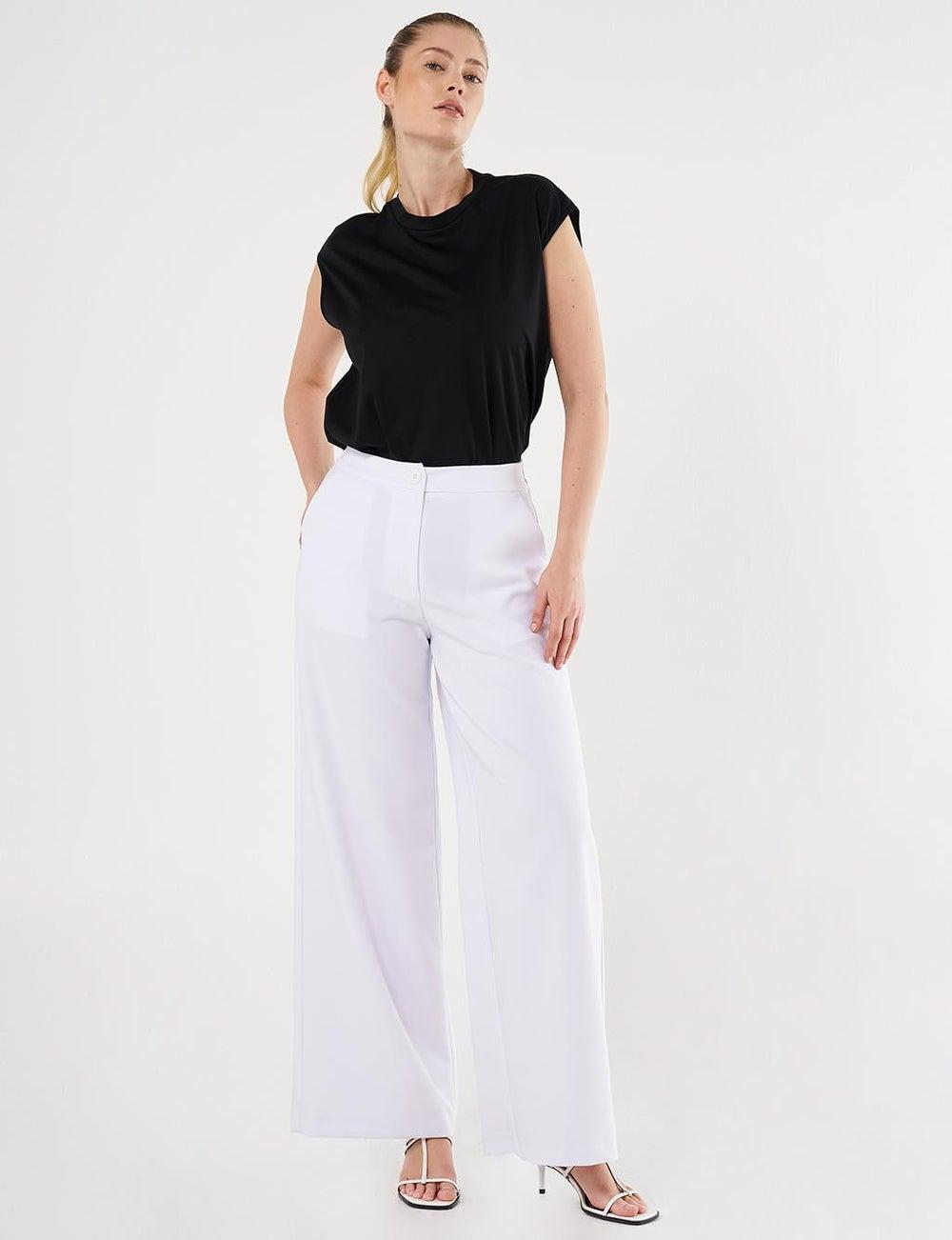 Wide-Leg Classic Trousers in Optical White - Image 1