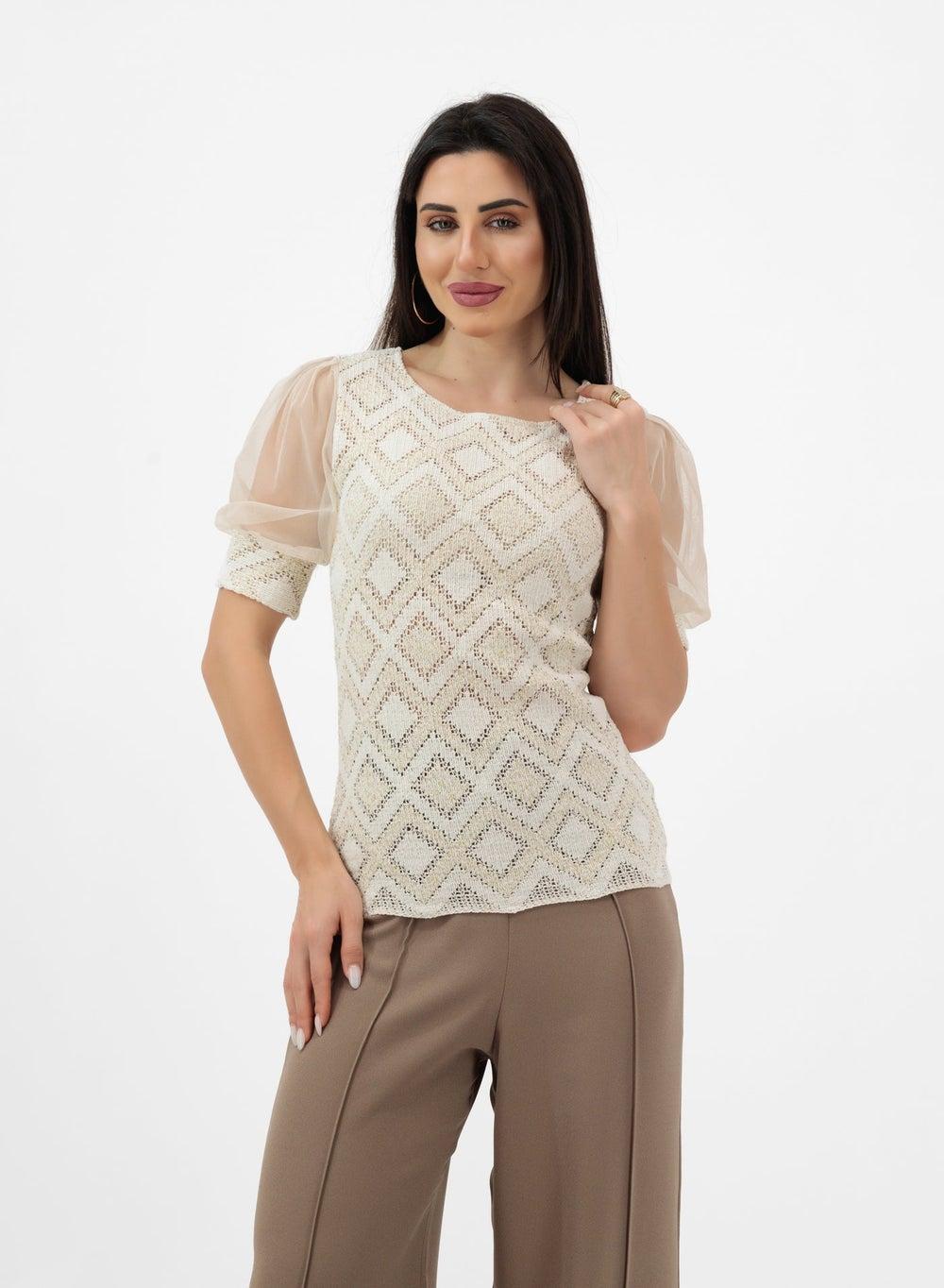 Patterned Elegance Women’s Blouse - Image 1