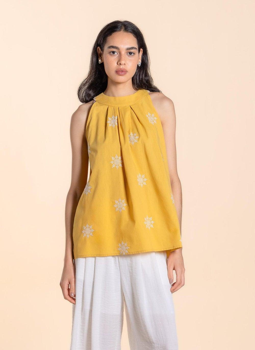 Embroidered Halter Neck Top - Image 1