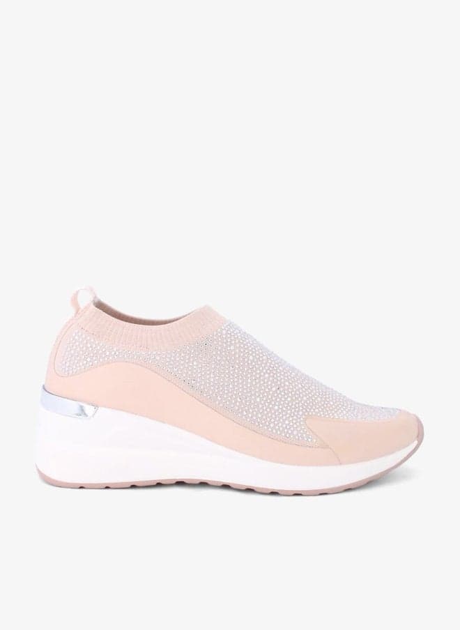 SHEINA Slip-On Wedge Knit Rhinestone Sneakers - Image 1