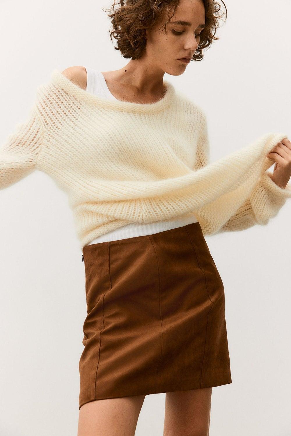 Mohair-Blend Fitted Jumper with Scoop Neck - Image 1
