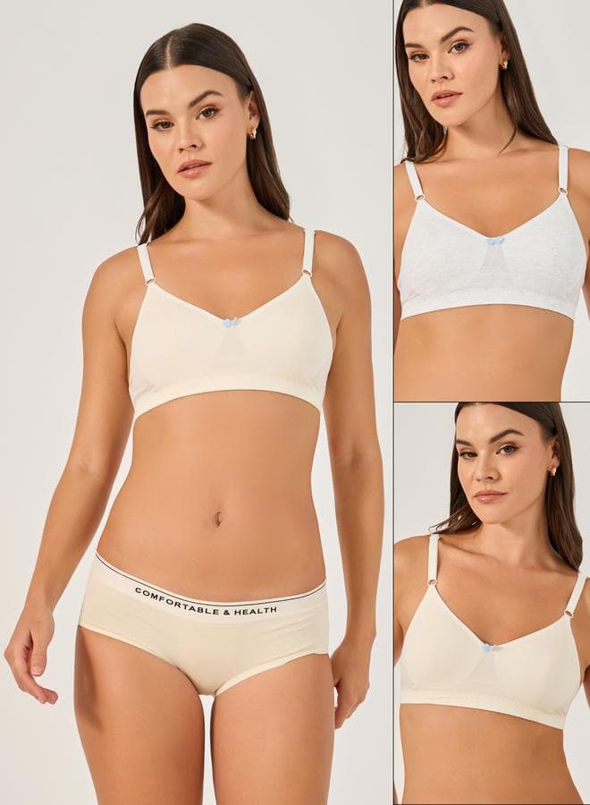 Pack of 2 Padded Non-Wired Moulded Bras with Bow Detail - Image 1