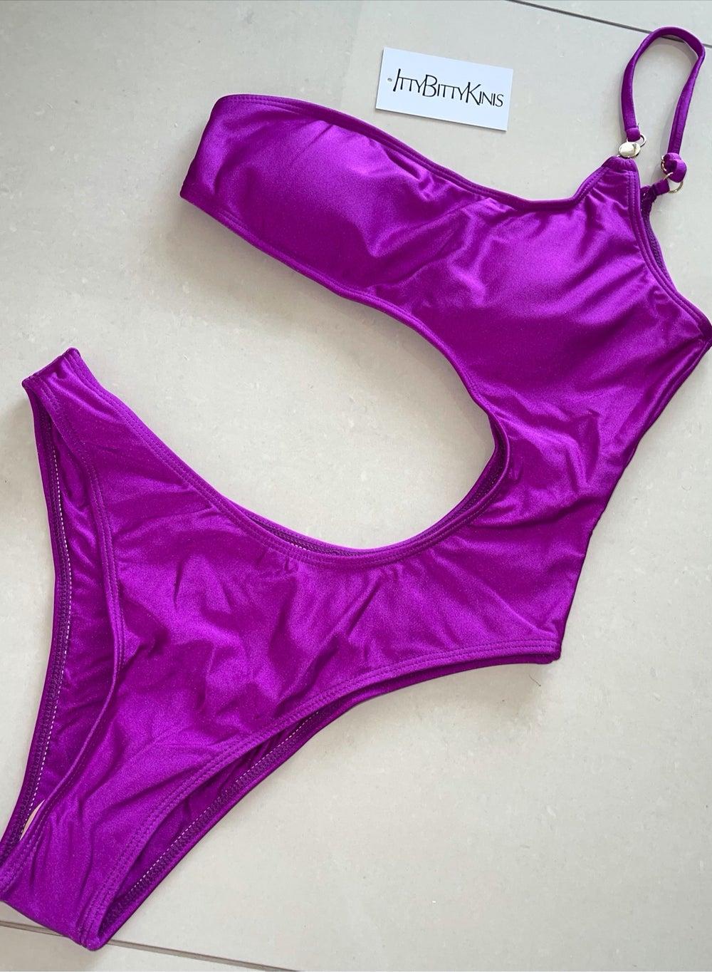 Abbey Purple Cut Out Swimsuit - Image 1