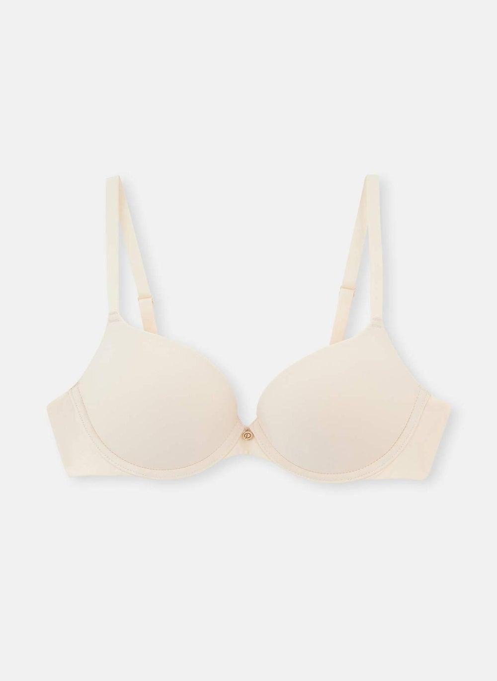 White Lightly Padded Wired Bra with Thin Straps - Image 1