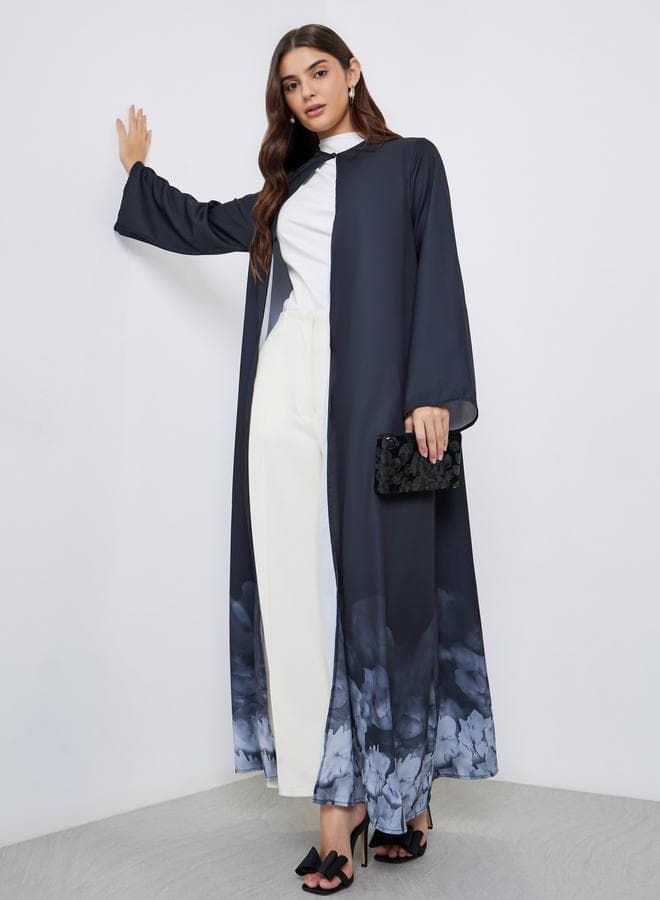 Styli Black Tie-Dye Border Print Women’s Abaya - Image 1