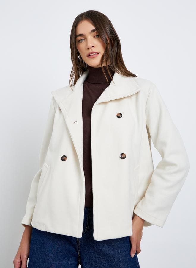 Styli Off White Oversized Wool Look Longline Jacket - Image 1