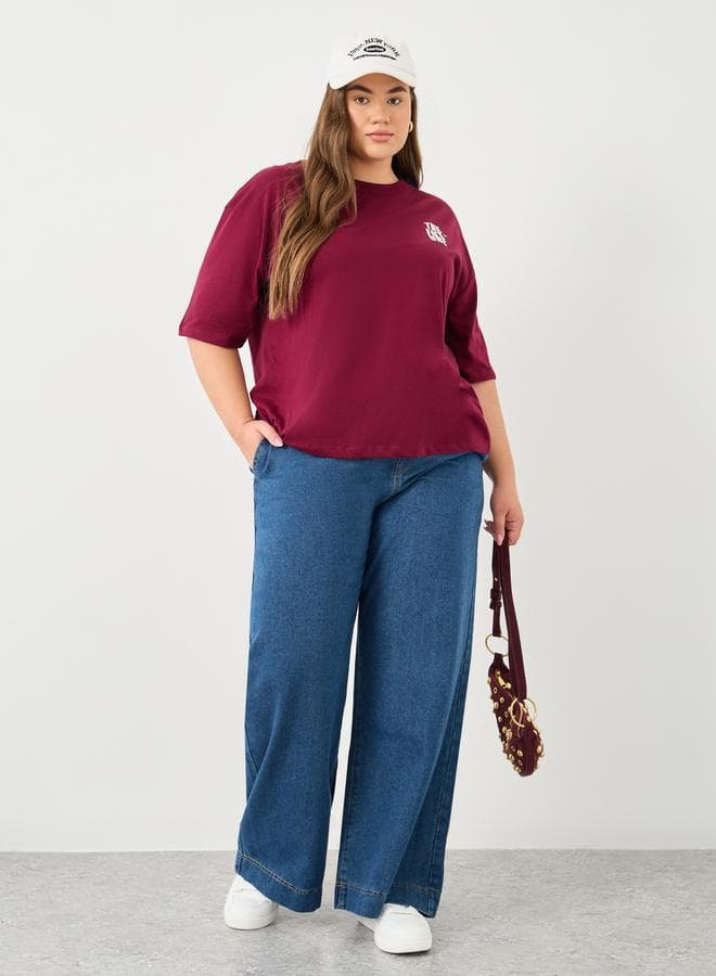 Styli Plus Wide Leg Jeans with Drawstring - Image 1