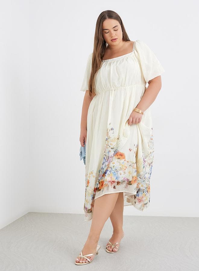 Plus Midi Dress with Square Neck - Image 1