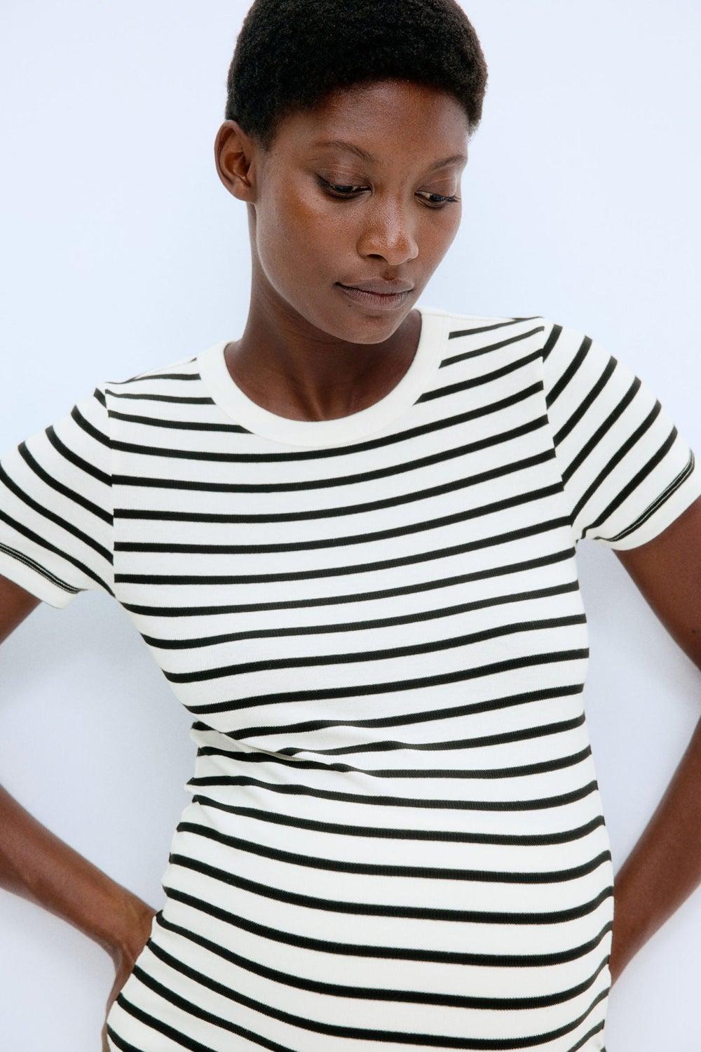 MAMA Ribbed Short-Sleeve Fitted Top - Image 1