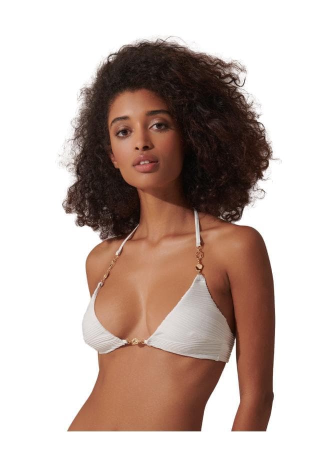 Orta Triangle Bikini Top with Gold Chain Detail - Image 1