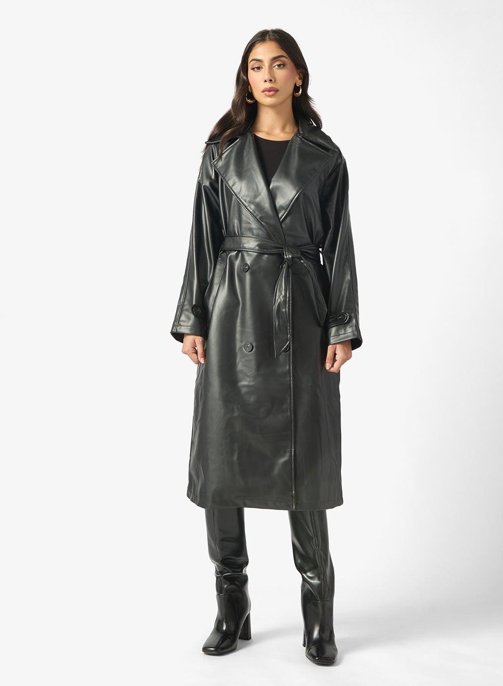 Longline PU Trench Coat - Image 1