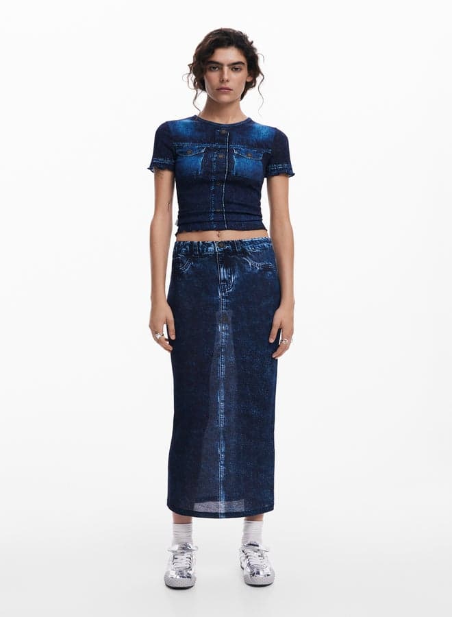 Denim-Effect Skirt for Everyday Styling - Image 1