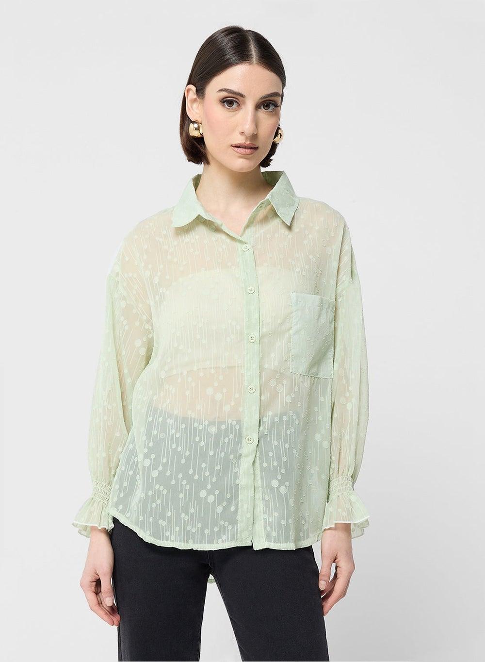 Button Down Sheer Shirt - Image 1