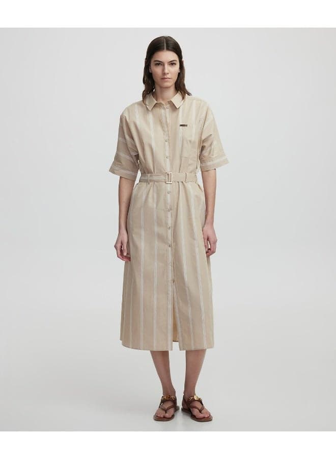 Regular Fit Striped Poplin Midi Dress - Image 1